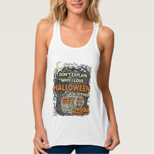 Halloween Get It Spooky Tree Pumpkins Bats Spiderw Singlet