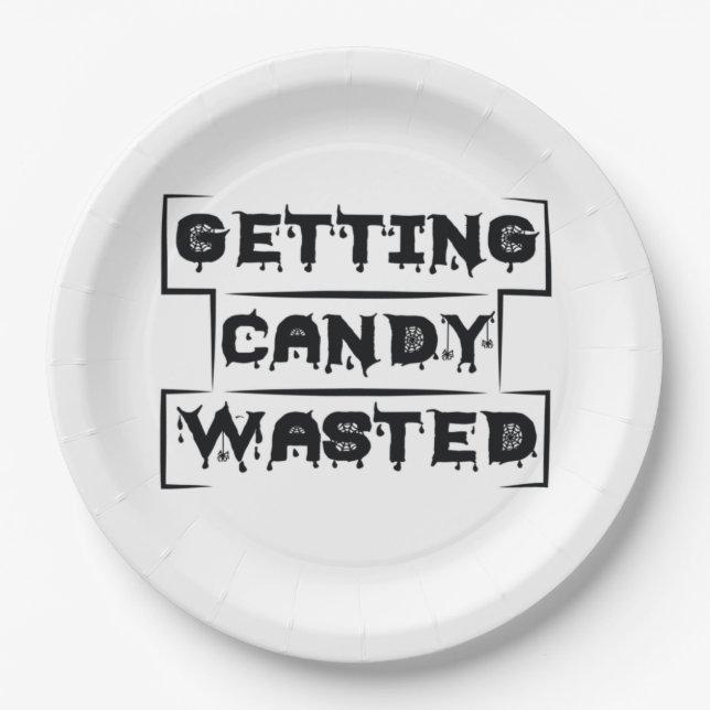 Halloween Getting Candy Wasted Birthday Paper Plate (Front)