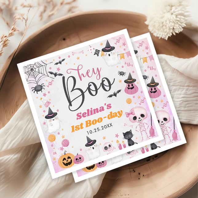 Halloween Ghost 1st Birthday Party Napkin (Creator Uploaded)