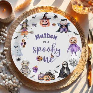 Halloween Ghost 1st Birthday Party Paper Plate