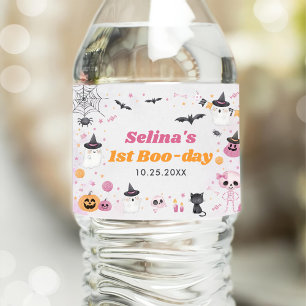Halloween Ghost 1st Birthday Party Water Bottle Label