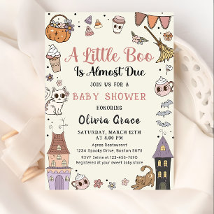  Halloween Ghost A Little Boo Is Due Baby Shower  Invitation
