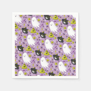 Halloween Ghost and Black Cats Napkin