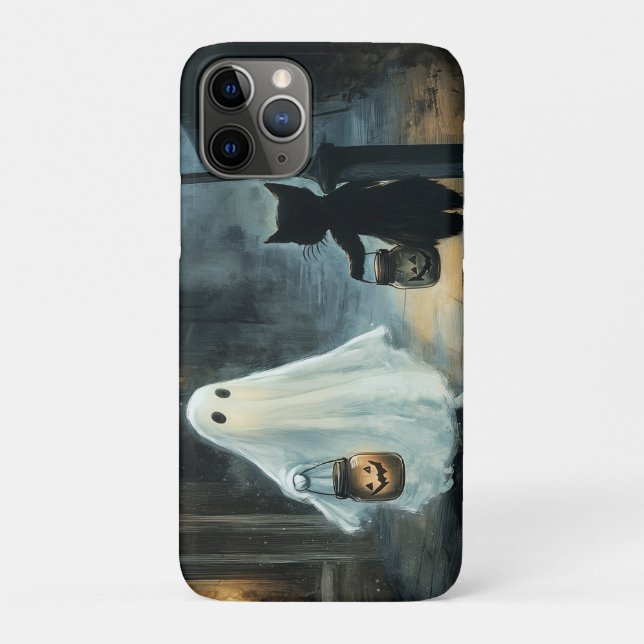 Halloween Ghost and Cat Encounter Case-Mate iPhone Case (Back)