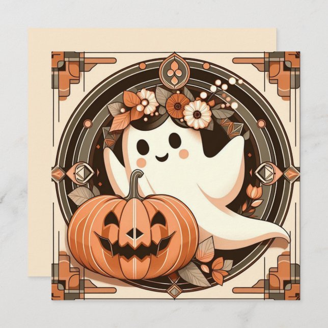 Halloween Ghost and Jack-o'lantern Spooky Card (Front/Back)