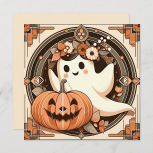 Halloween Ghost and Jack-o'lantern Spooky Card