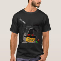 Halloween ghost and pumpkin at a grave stone