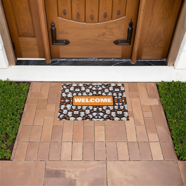 Halloween Ghost and Pumpkin Doormat (Outdoor)