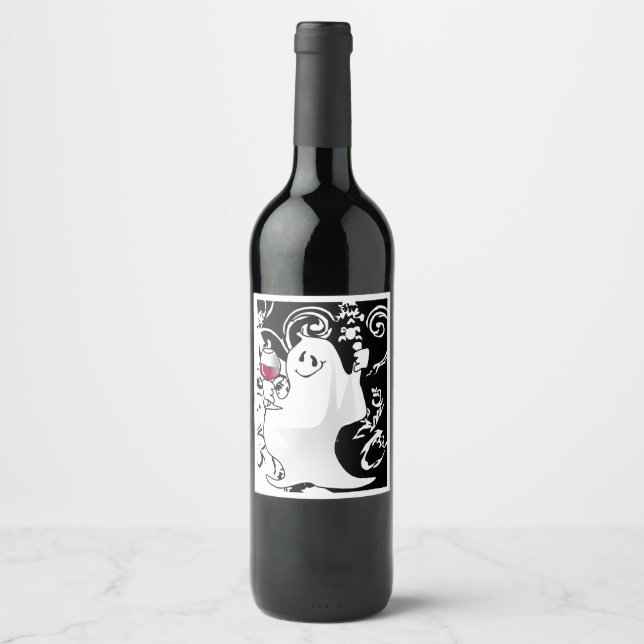 Halloween Ghost and Spirits Wine Label (Front)