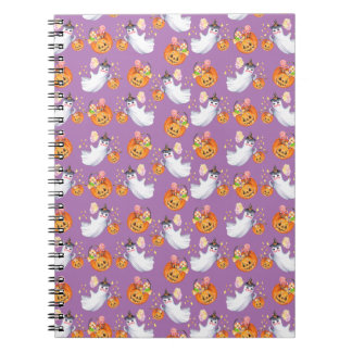Halloween ghost and sweets seamless pattern clipbo notebook