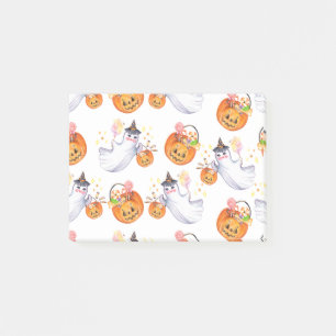 Halloween ghost and sweets seamless pattern post-it notes