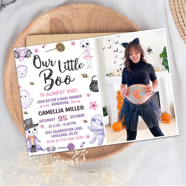 Halloween Ghost Baby Girl Shower Party Photo Invitation (Creator Uploaded)