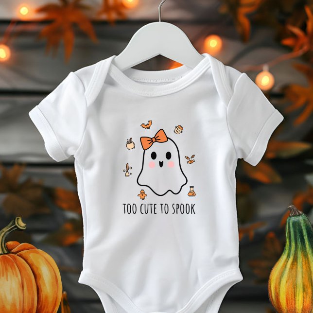 Halloween Ghost Baby Girls Too Cute To Spook Bodysuit (Creator Uploaded)