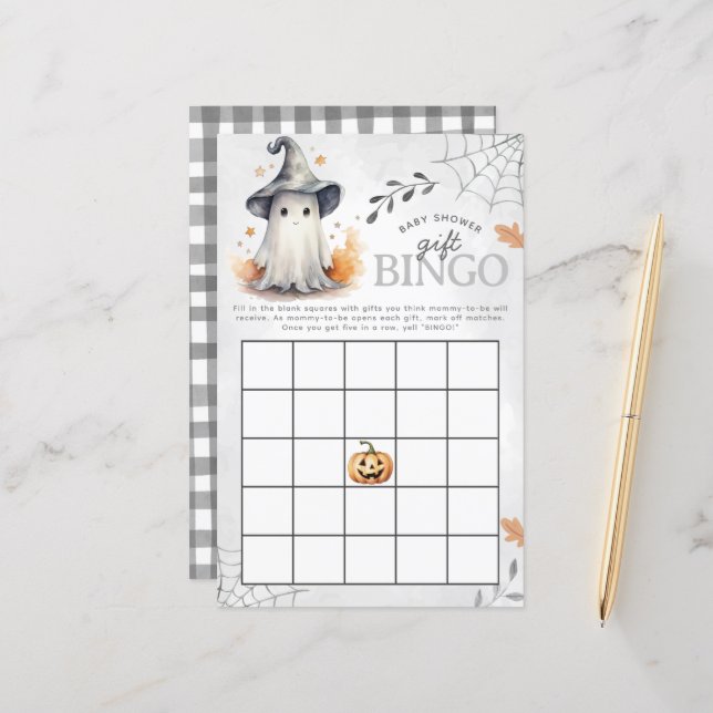 Halloween Ghost Baby Shower Bingo Game (Front/Back In Situ)