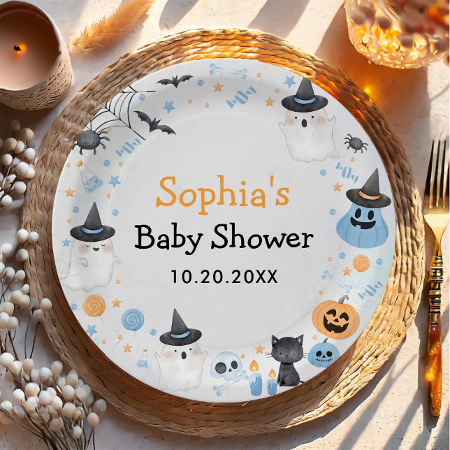 Halloween Ghost Baby Shower Party Paper Plate (Creator Uploaded)