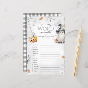 Halloween Ghost Baby Shower Word Scramble Game