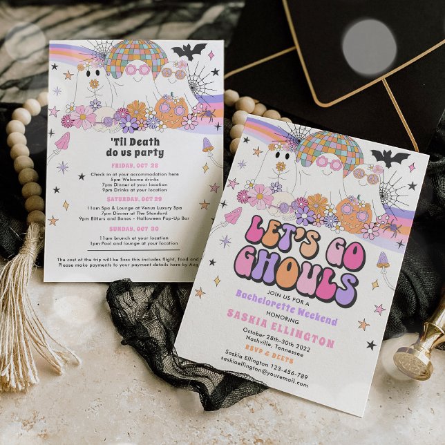Halloween Ghost Bachelorette Let's Go Ghouls Invitation (Creator Uploaded)