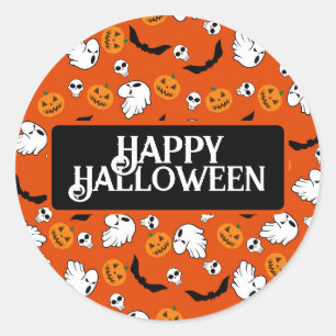 Halloween Ghost Bats Skull Pumpkin Classic Round Sticker