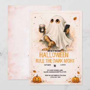 Halloween Ghost Bearded Dragon Art Invitation