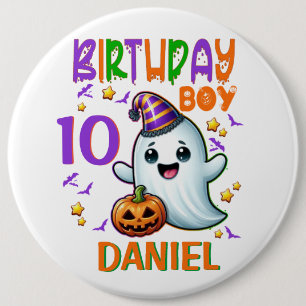 Halloween Ghost Birthday Boy Spooky Party Design 6 Cm Round Badge