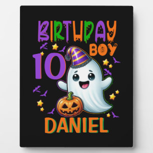 Halloween Ghost Birthday Boy Spooky Party Design Plaque