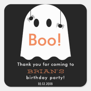 Halloween Ghost Birthday Thank You Black Sticker