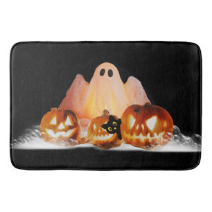 Halloween Ghost & Black Cat Bathroom Bubbles Bath Mat