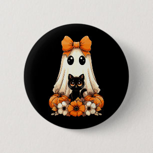 Halloween Ghost Black Cat Groovy 6 Cm Round Badge