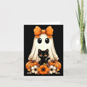 Halloween Ghost Black Cat Groovy Card