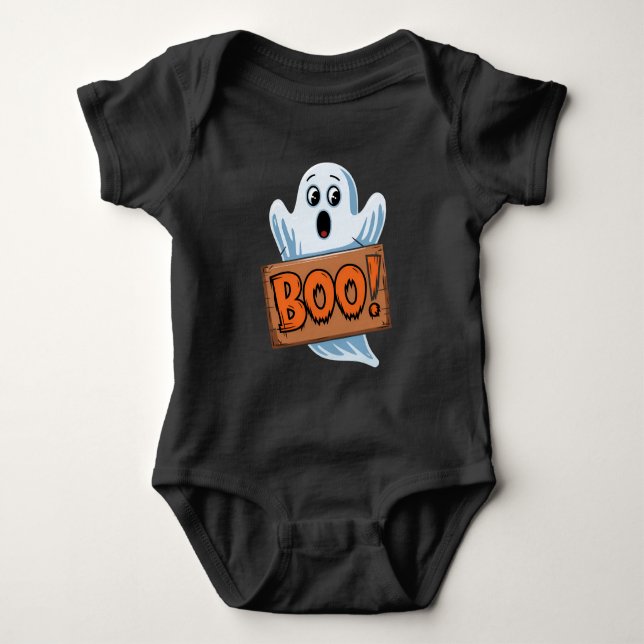 Halloween Ghost Boo Baby Bodysuit (Front)
