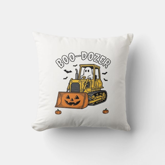 Halloween Ghost Boo Dozer Funny Bulldozer_1 Cushion (Front)