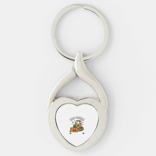Halloween Ghost Boo Dozer Funny Bulldozer_1 Key Ring (Front)