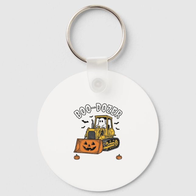 Halloween Ghost Boo Dozer Funny Bulldozer_1 Key Ring (Front)