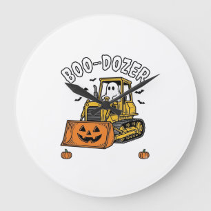 Halloween Ghost Boo Dozer Funny Bulldozer_1 Large Clock