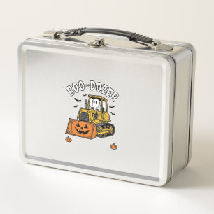 Halloween Ghost Boo Dozer Funny Bulldozer_1 Metal Lunch Box