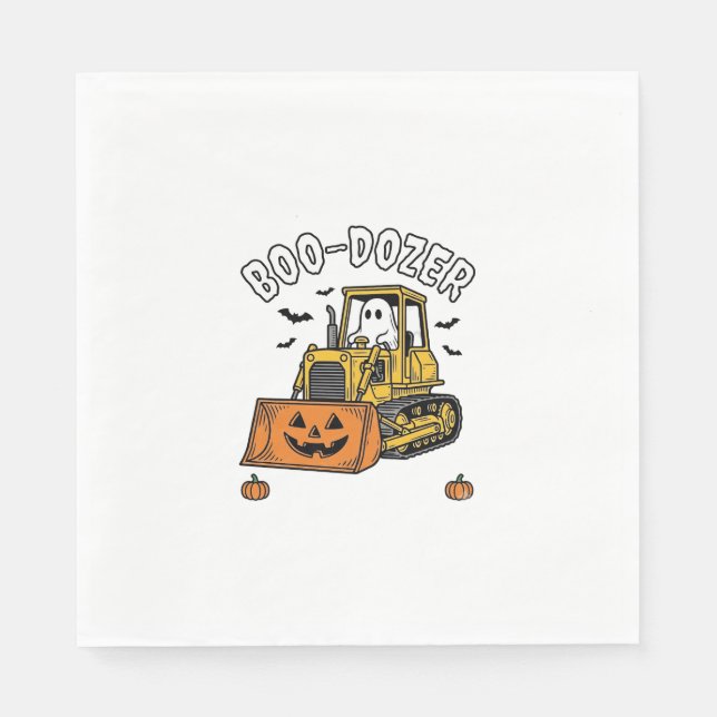 Halloween Ghost Boo Dozer Funny Bulldozer_1 Napkin (Front)