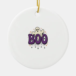Halloween Ghost Boo Funny Spider Vintage_1 Ceramic Tree Decoration