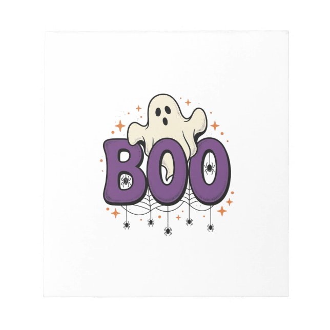 Halloween Ghost Boo Funny Spider Vintage_1 Notepad (Front)