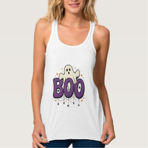 Halloween Ghost Boo Funny Spider Vintage_1 Singlet