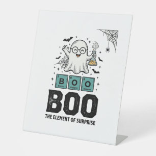 Halloween Ghost Boo Science Funny Vintage_1 Pedestal Sign