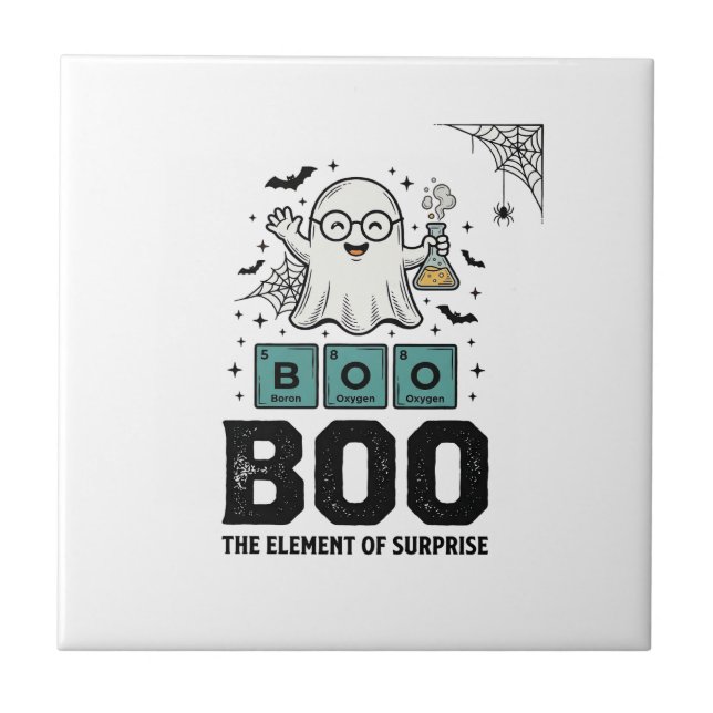 Halloween Ghost Boo Science Funny Vintage_1 Tile (Front)