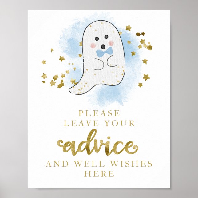Halloween Ghost Boy Baby Shower Advice Sign (Front)