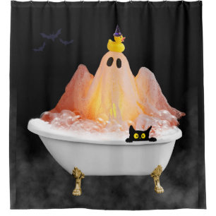 Halloween Ghost Bubble Bath Shower Curtain
