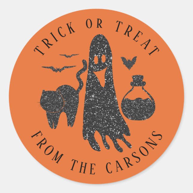 Halloween Ghost Cat Bats Poison Bottle Witch Classic Round Sticker (Front)