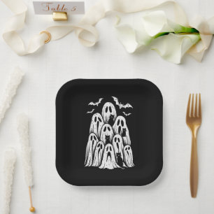 Halloween Ghost Cats Lover Fall Spooky Season Paper Plate