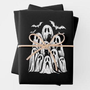 Halloween Ghost Cats Lover Fall Spooky Season Wrapping Paper Sheet