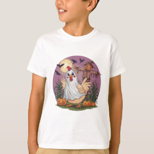 Halloween Ghost Chicken #12 Digital Art T-Shirt