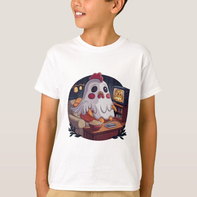 Halloween Ghost Chicken #3 Digital Art T-Shirt (Front)