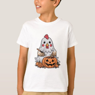 Halloween Ghost Chicken #9 Digital Art T-Shirt