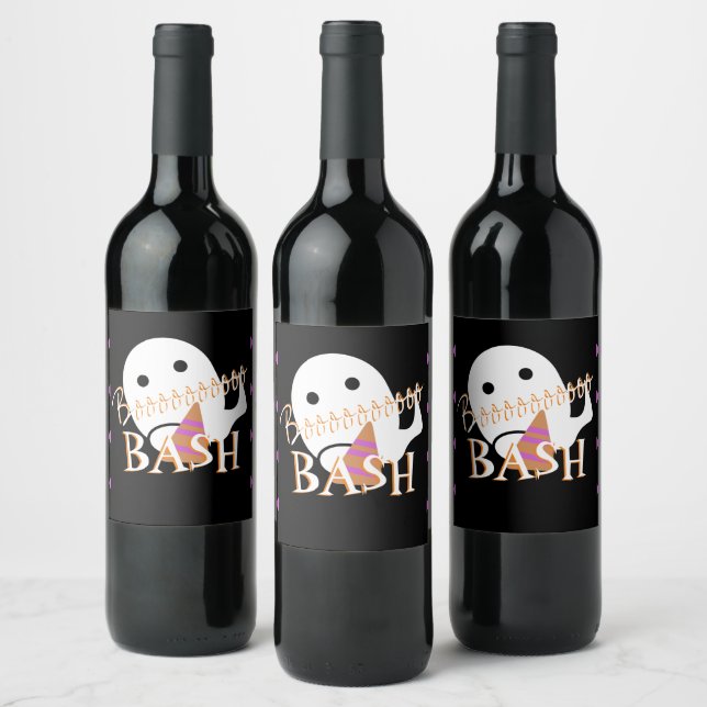 Halloween Ghost Costume Party    Wine Label (Bottles)